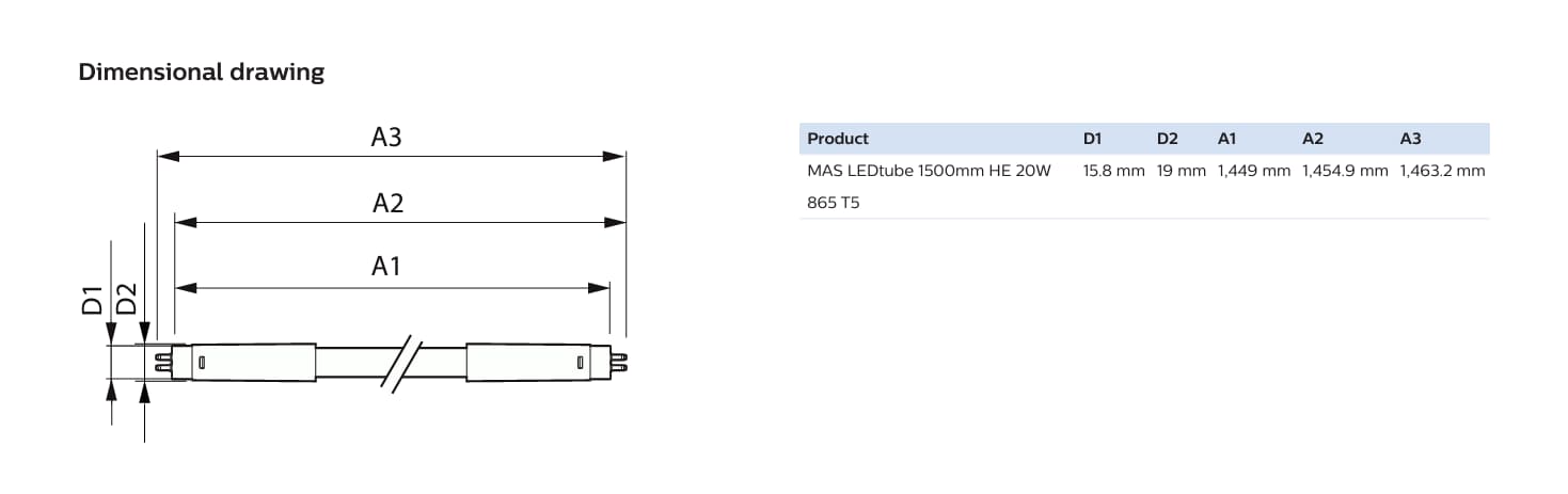 MAS LEDtube 1500mm HE 20W 865 T5