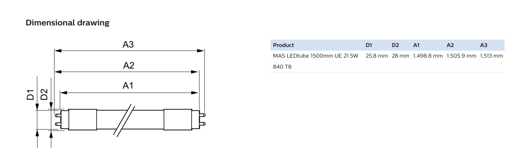 MAS LEDtube 1200mm UE, high performance, eco-friendly, ideal for diverse lighting needs.