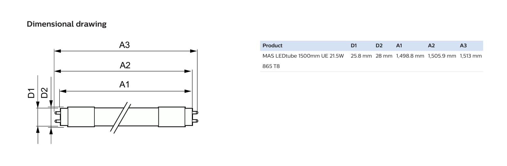 MAS LEDtube 1200mm UE, high performance, eco-friendly, ideal for diverse lighting needs.