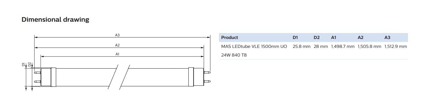 MAS LEDtube 1500mm , high performance, eco-friendly, ideal for diverse lighting needs.