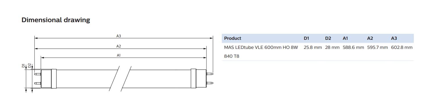 MAS LEDtube 600mm , high performance, eco-friendly, ideal for diverse lighting needs.