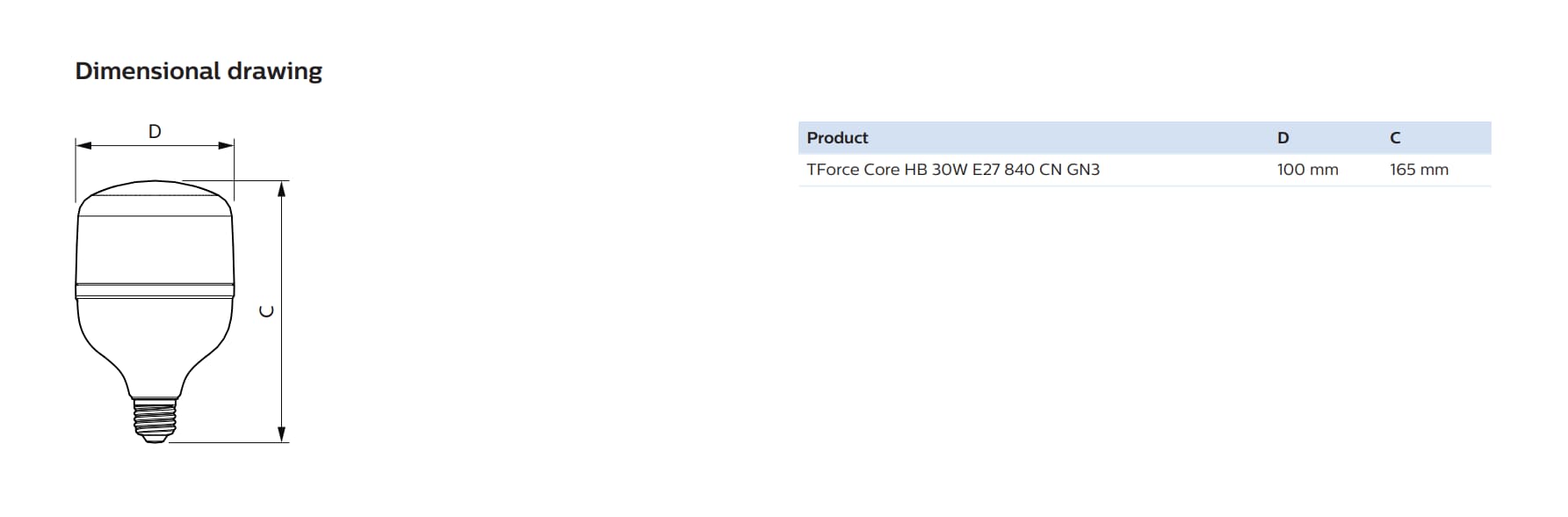 TForce Core HB 30W E27 840 CN GN3